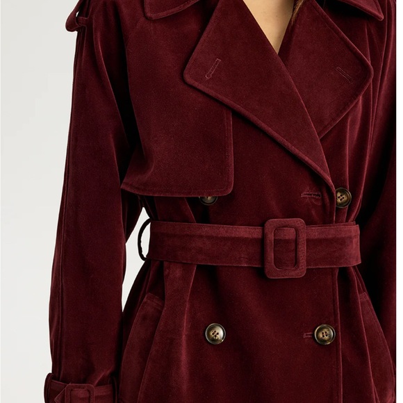 Commense Burgundy Wine Trench Coat Sm - Picture 2 of 3